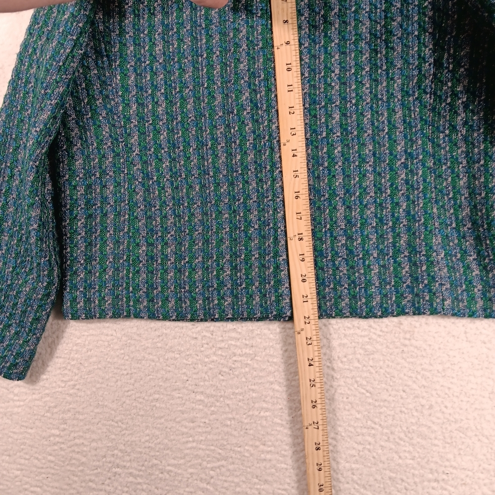 J. Crew Tweed Lady Jacket Womens 16 Green Textured Gold Creat Buttons Career - Picture 10 of 13